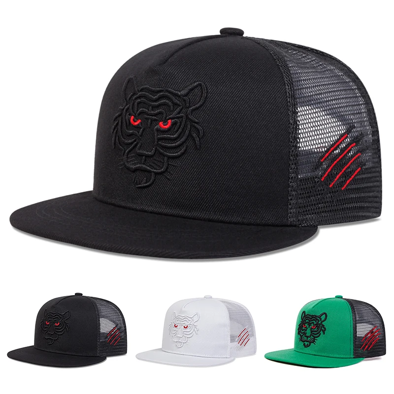 Outdoor Sports Net - Unisex tijgerborduurwerk hiphop netto hoeden lente
