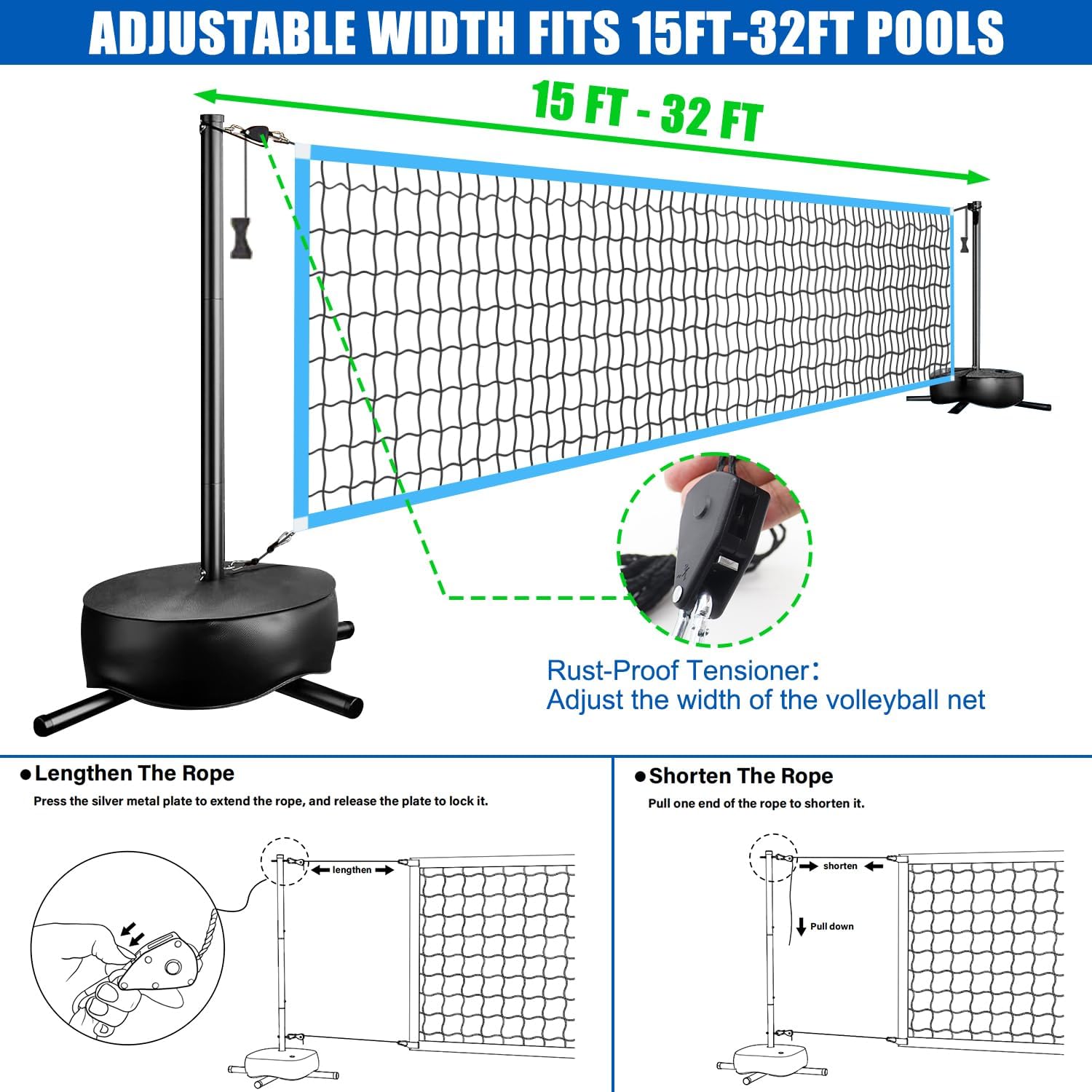Draagbare LED volleybalnet voo - Outdoor Sports Net recensie en prijs